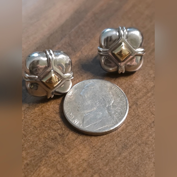 18K / STERLING BAYANIHAN EARRINGS 9.07 Grams 14K POST ANTIQUE/ VINTAGE - Picture 3 of 8